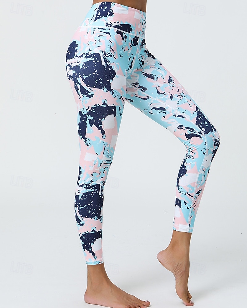 Mujer Leggings Capri Mallas Leggings de Yoga Control de barriga Alta cintura Gimnasio De Deporte Pilates Prendas de abajo Estampado Negro Amarillo Azul Otoño Deportes Ropa de Deporte Ajuste ceñido 2025 - $16.49 –P15