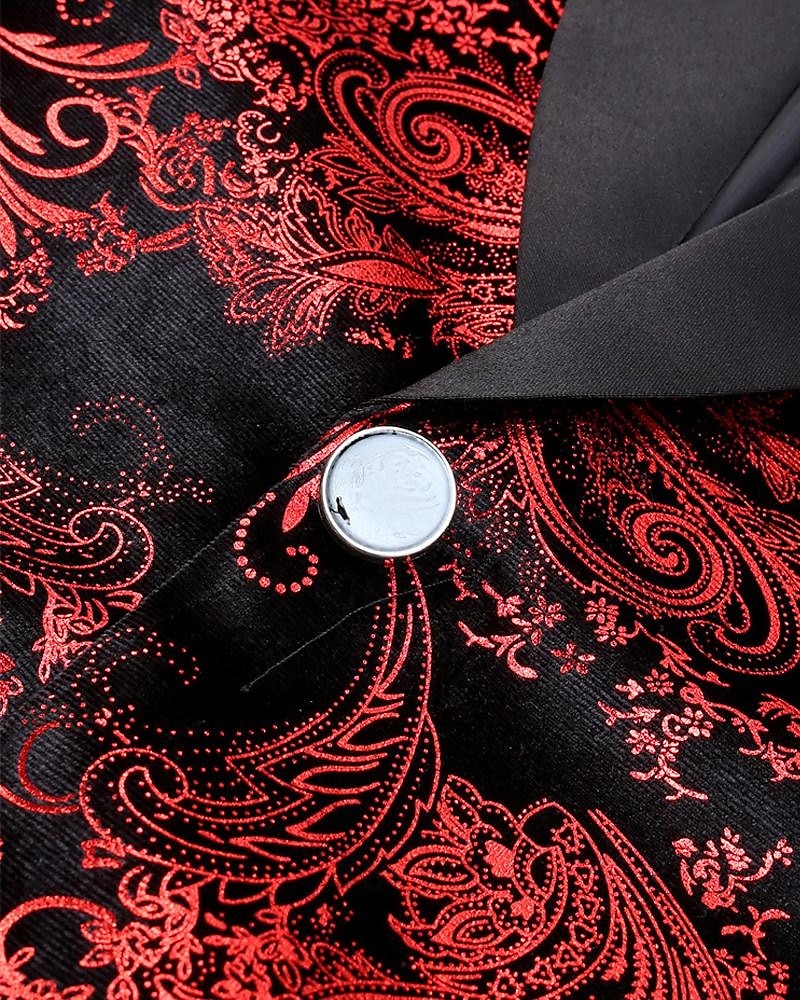 Herren Blazer Geschäft Cocktailparty Hochzeitsfeier Mode Lässig Frühling Herbst Polyester Grafisches T-Stück Knöpfe Bequem Einreihig Blazer Rote 2025 - $58.99 –P7