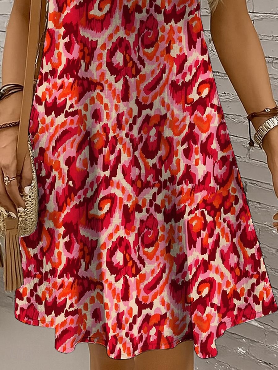 Per donna Mini Abito Abito a trapezio Abito a spalle scoperte Vacanza Casual Vestibilità regolare Grafico Geometrico Astratto Senza Maniche Collo a U Giallo Rosso Blu Viola Estate Primavera del 2025 a $21.99 –P3