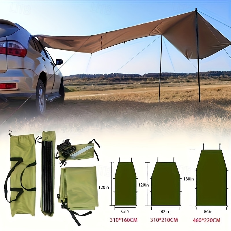 um conjunto de tendas de acampamento ao ar livre com guarda-sóis laterais adequados para SUVs disponíveis em quatro cores com função de proteção UV, perfeitos como presentes de Natal de 2025 por $85.99 –P1