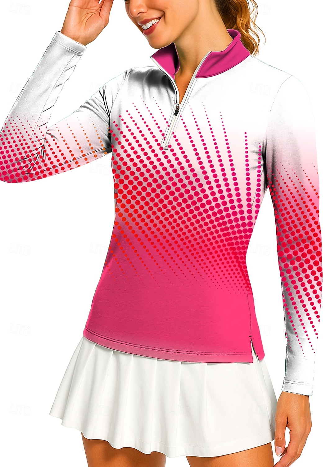 Mulheres Geométrica Gradiente Camisa polo de caminhada Camisa de tênis Camiseta de tênis Manga Longa Imprimir Quarter Zip Pullover Proteção UV Elástico Respirável Tênis Golfe Pickleball Colarinho de 2026 por $25.99 –P3