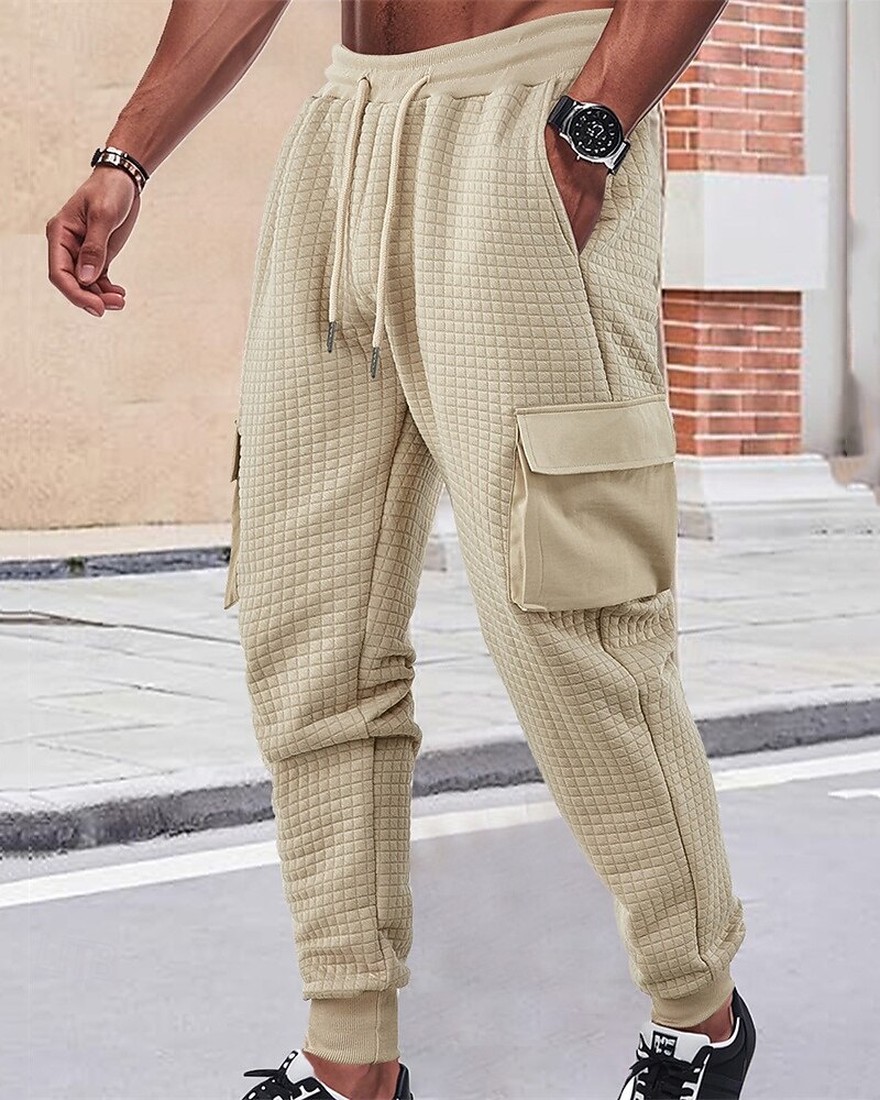 Men's Cargo Sweatpants Sweatpants Joggers Trousers Waffle Pants Drawstring Elastic Waist Multi Pocket Plain Comfort Daily Sports Outdoor Fashion Casual Wine Khaki Micro-elastic 2026 - $21.99 –P4