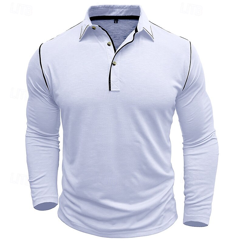 Herren Golfshirt Golf Poloshirts Arbeit Lässig Revers Langarm Basic Modern Einfach Knöpfe Frühling Herbst Normale Passform Weiß Gelb Orange Armeegrün Grau Golfshirt 2025 - $25.99 –P10