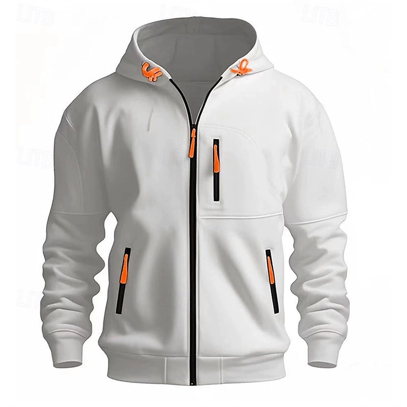 Per uomo Felpa con cappuccio Felpa con cappuccio a zip intera Nero Bianco Vino Blu marino Blu Reale Con Cappuccio Semplice Con zip Tasca Sport & Outdoor Quotidiano Ferie Poliestere Streetwear del 2025 a $22.99 –P3