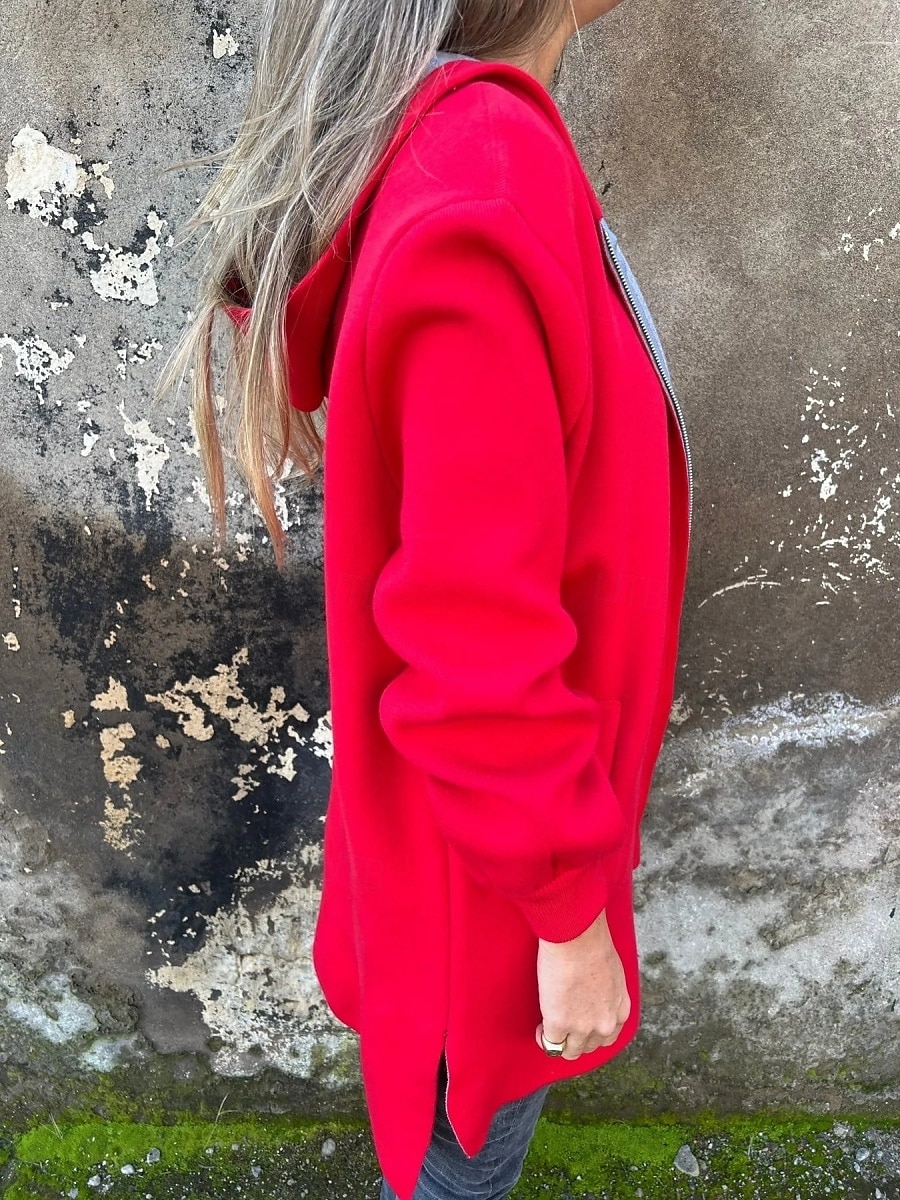 Dam Hoodiejacka Bekväm Andningsfunktion Dragkedja Ficka Mode Dagligen Slät Utomhus Ledigt Dagligen Enkelknäppt Normal Huva Normal Långärmad Ytterkläder Svart Rubinrött Mörkgrå Vår Höst 2025 - $41.99 –P4