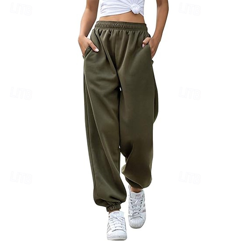 Per donna Pantaloni Cargo Pantaloni Eleganti Streetwear Casual Lunghezza intera Naturale Semplice Tasca Design con Coulisse Elastica Comodo All'aperto Streetwear Ferie Grigio scuro Aalbicocca Marrone del 2025 a $26.99 –P12