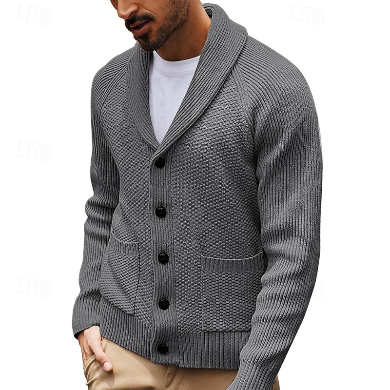 Herren Pullover Kleid Pullover Strickjacke Reißverschluss-Pullover Strickpullover Gerippt Stricken Normale Oberteile Gestrickt Gerippt Einfach Schalkragen Mode Schals Lässig Alltagskleidung Bekleidung 2025 - $42.99 –P2