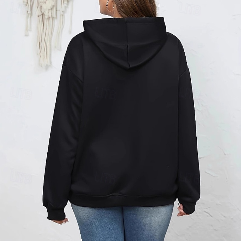 Női Pulóver Hoodie pulóver Szöveg Utcai sikk Alkalmi Hosszú ujj Kapucni Normál felsők Utca Szabadság Nyomtatott Fekete Ősz Tél 2025 - $26.99 –P2