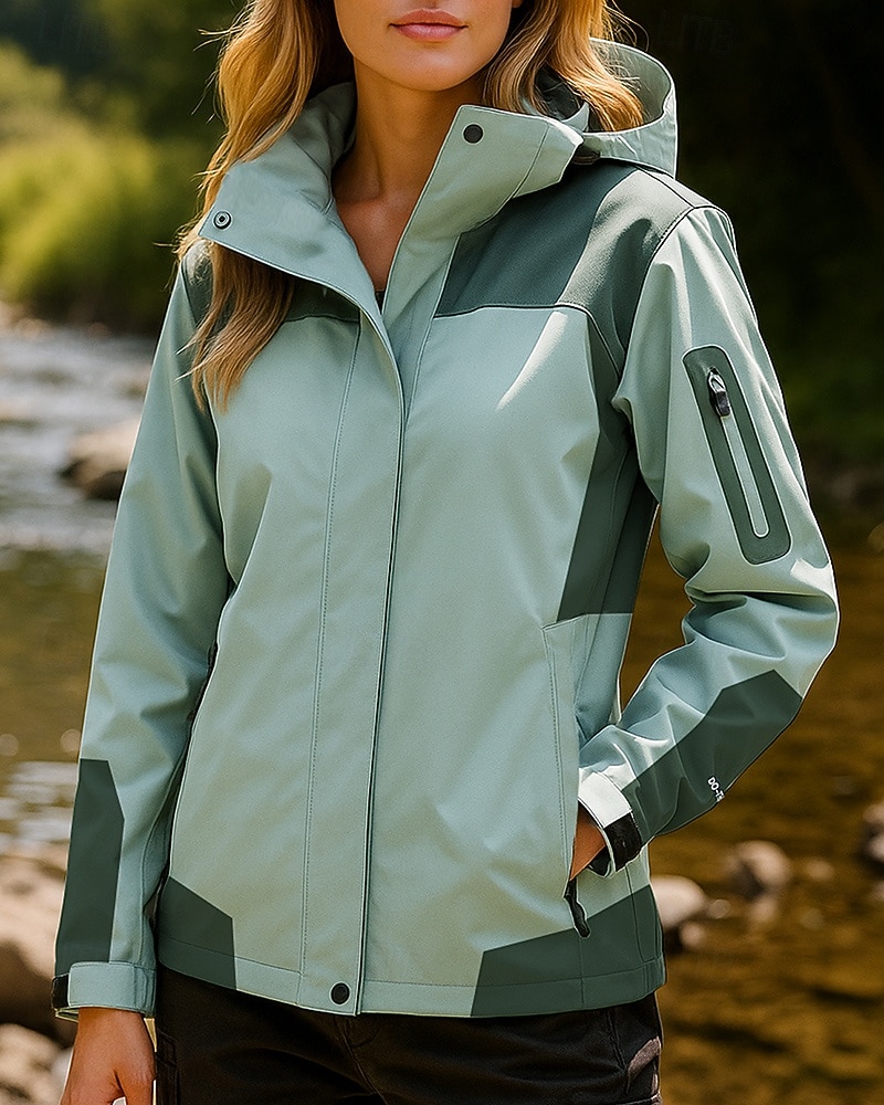 Dame Softshell jakke Turjakke Hardshell jakke Utendørs Vanntett Vindtett Lettvekt Turantrekk Turklær Vår Høst Topper Camping / fotturer / grotting Løp Lapper Mørkegrå Hvit Rosa 2026 - $35.99 –P6