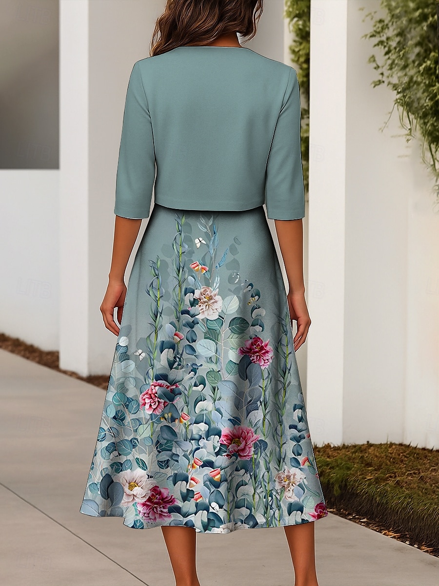 Damen Kleid-Set A Linie Kleid Sommerkleid Lässig Halbformelle Kleider Ombre Blumen Druck Midikleid Halbarm V Ausschnitt Urlaub Date Rosa Blau Purpur Sommer Frühling Normale Passform 2025 - $36.99 –P2