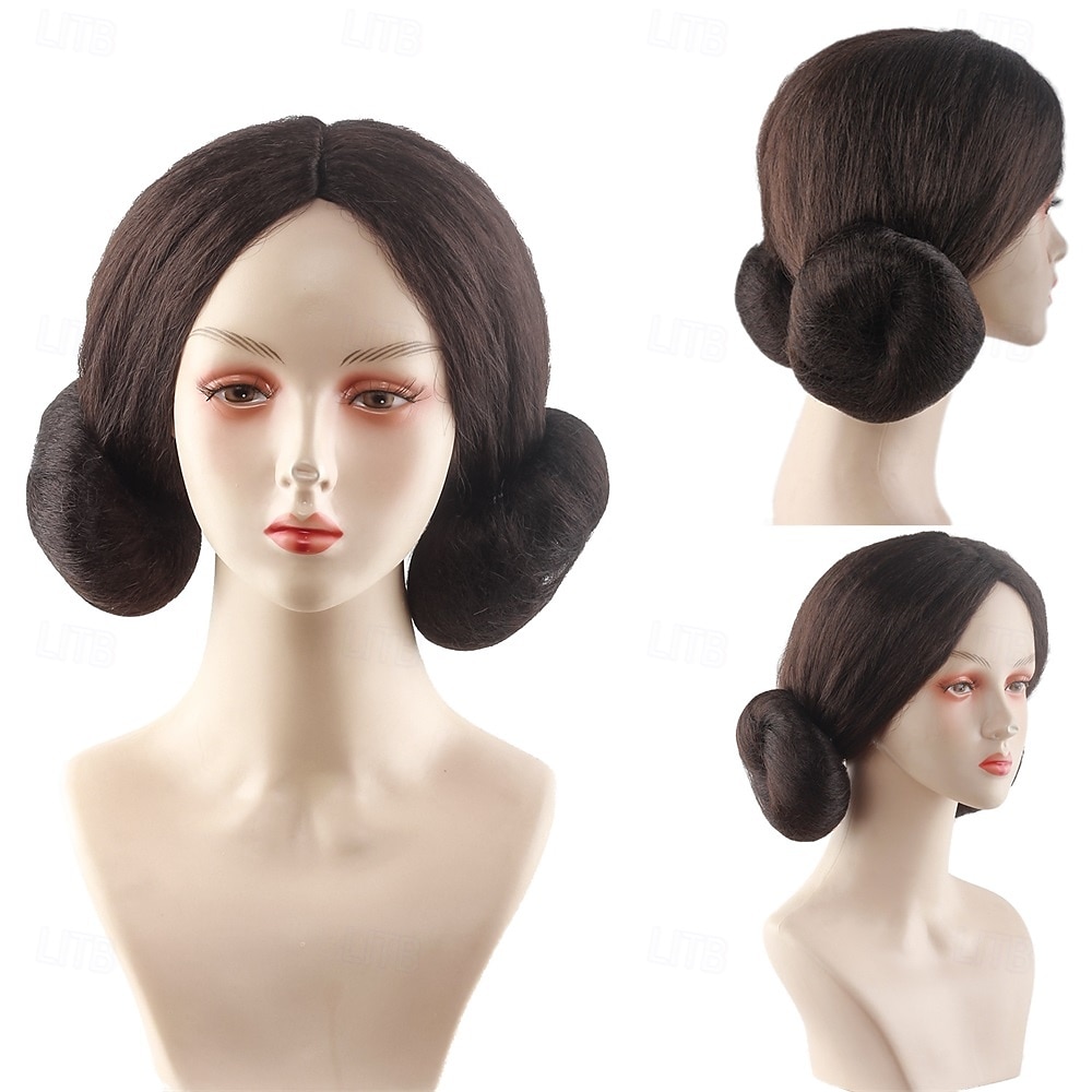 Hnědá paruka Leia Buns Star Wars s motivem Halloweenu 2025 - $18.99 –P2