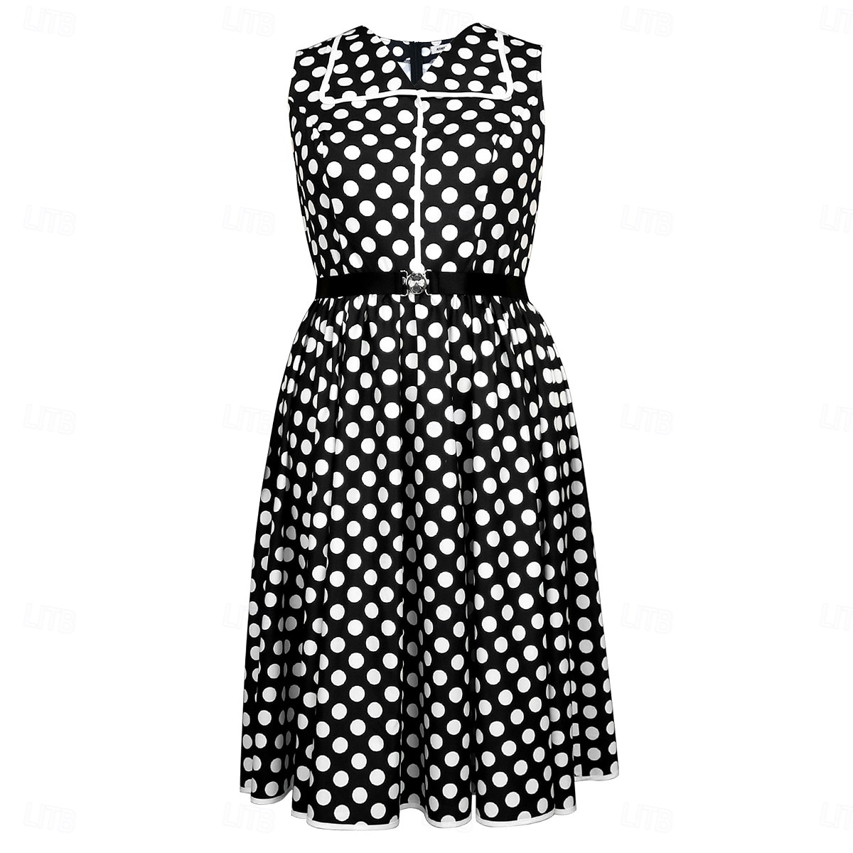 Retro Vintage 1950s Rockabilly Midi A Line Dress Flare Dress Plus Size With Belt Polka dots A-Line Women's Vacation Homecoming Party & Evening Adults Dress Belt Spring & Summer 2025 - $51.99 –P1