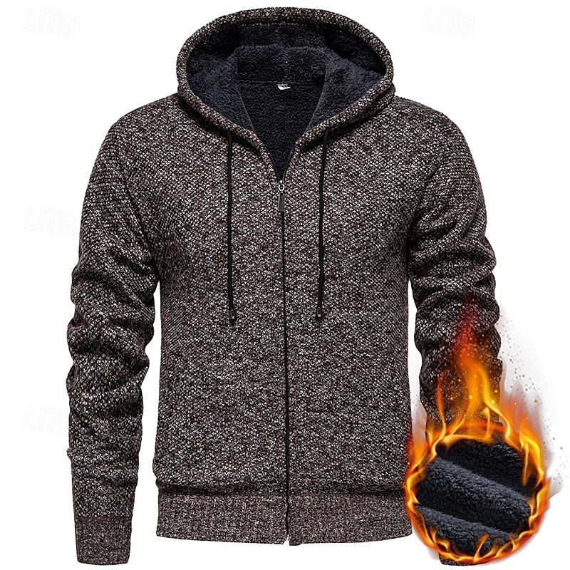 Hombre Chaqueta de Punto Suéter recortado Jersey con cremallera Suéter de punto Estriado Tejer Tops regulares Bolsillo Vellón Plano Con Capucha Moda Clásico Vacaciones Ropa Cotidiana Ropa Otoño 2025 - $21.99 –P7