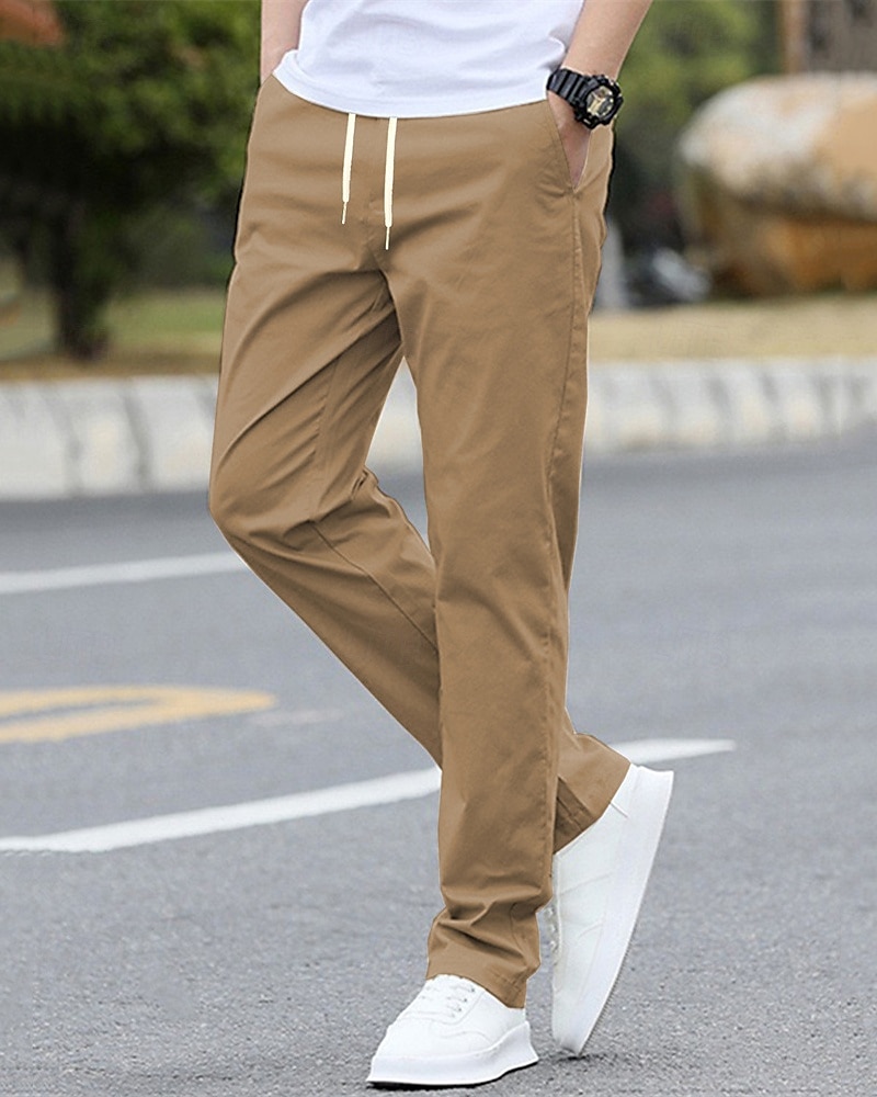 Per uomo Pantaloni Chinos Tasca Elastico in vita Coulisse Semplice Comodità Formale Feste Lavoro Moda Stile Classico Nero Verde chiaro Micro-elastico del 2025 a $17.99 –P3