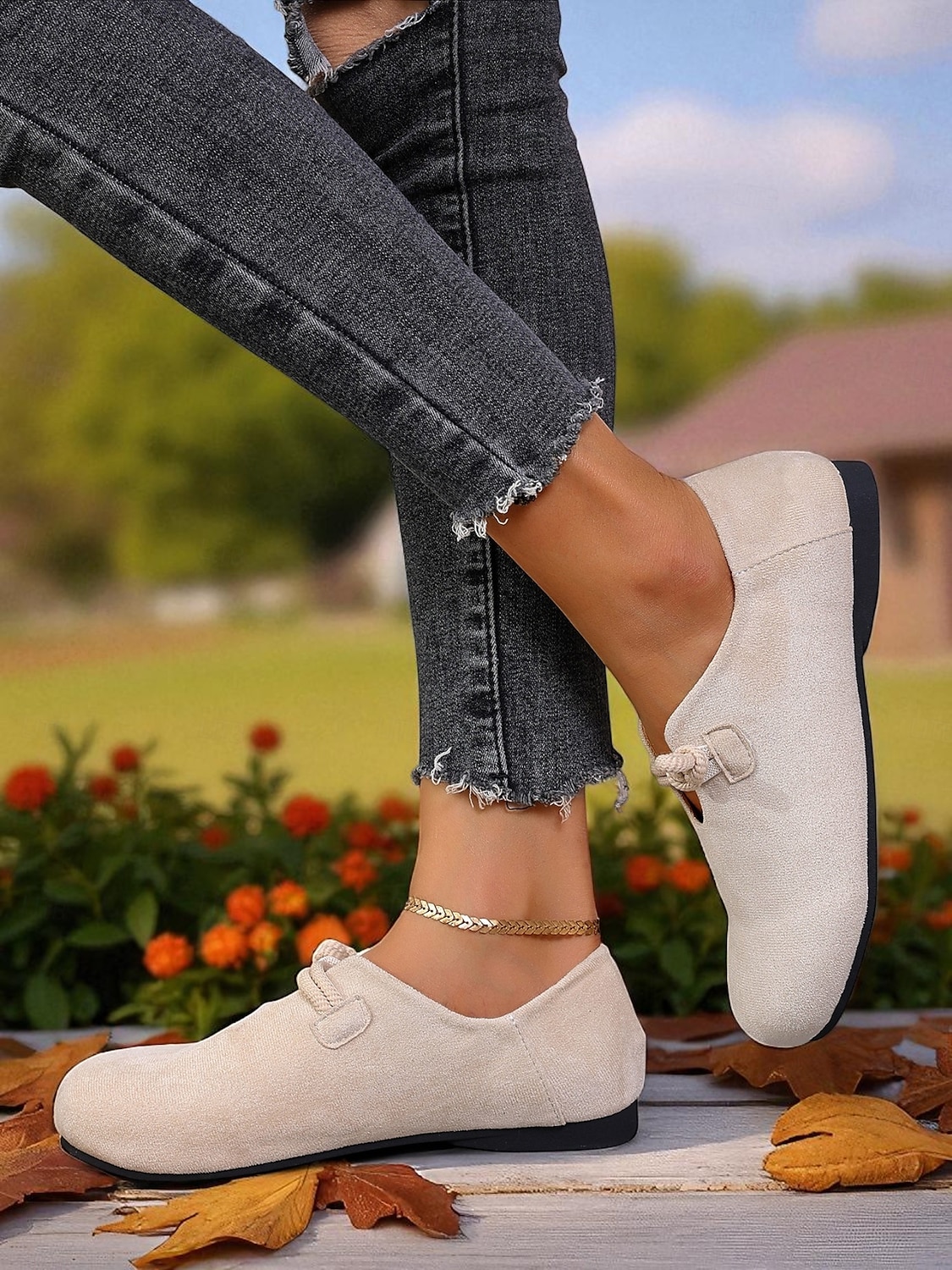 Dámské béžové mokasíny s širokou špičkou – měkké nazouvací boty ve vintage stylu na chůzi, pochůzky a víkendové outfity 2025 - $18.99 –P7