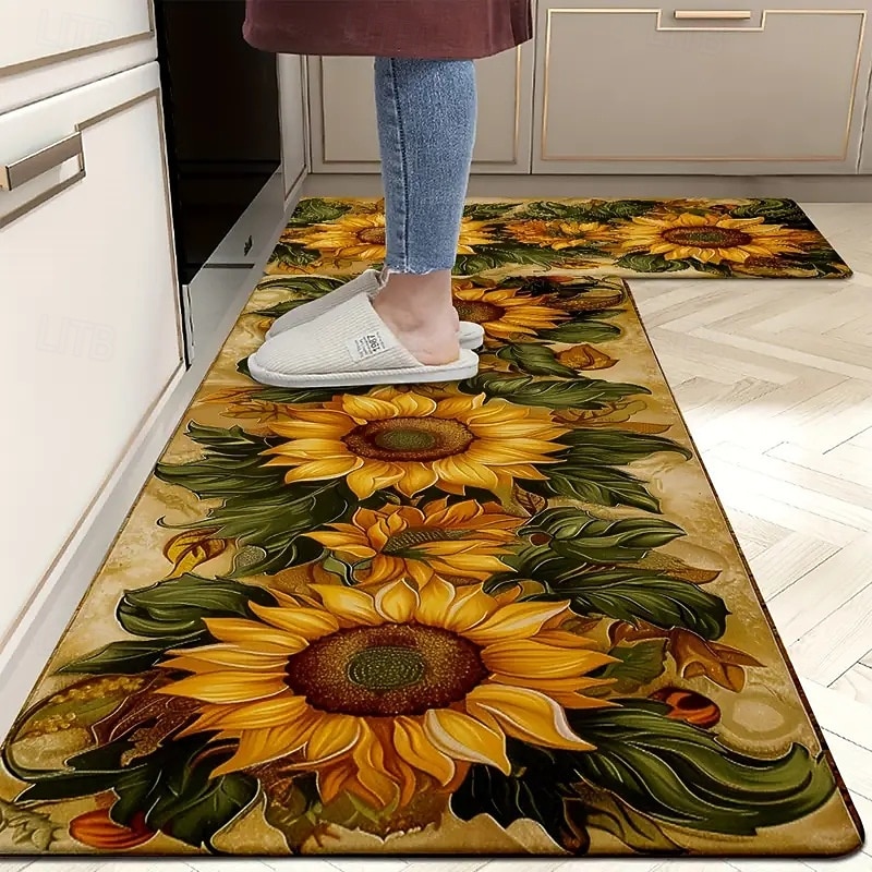 Sunflower Series Long Kitchen Mat - Non-Slip, Stain-Resistant, Absorbent Rug for Entryway & Home Use 2025 - $7.49 –P3