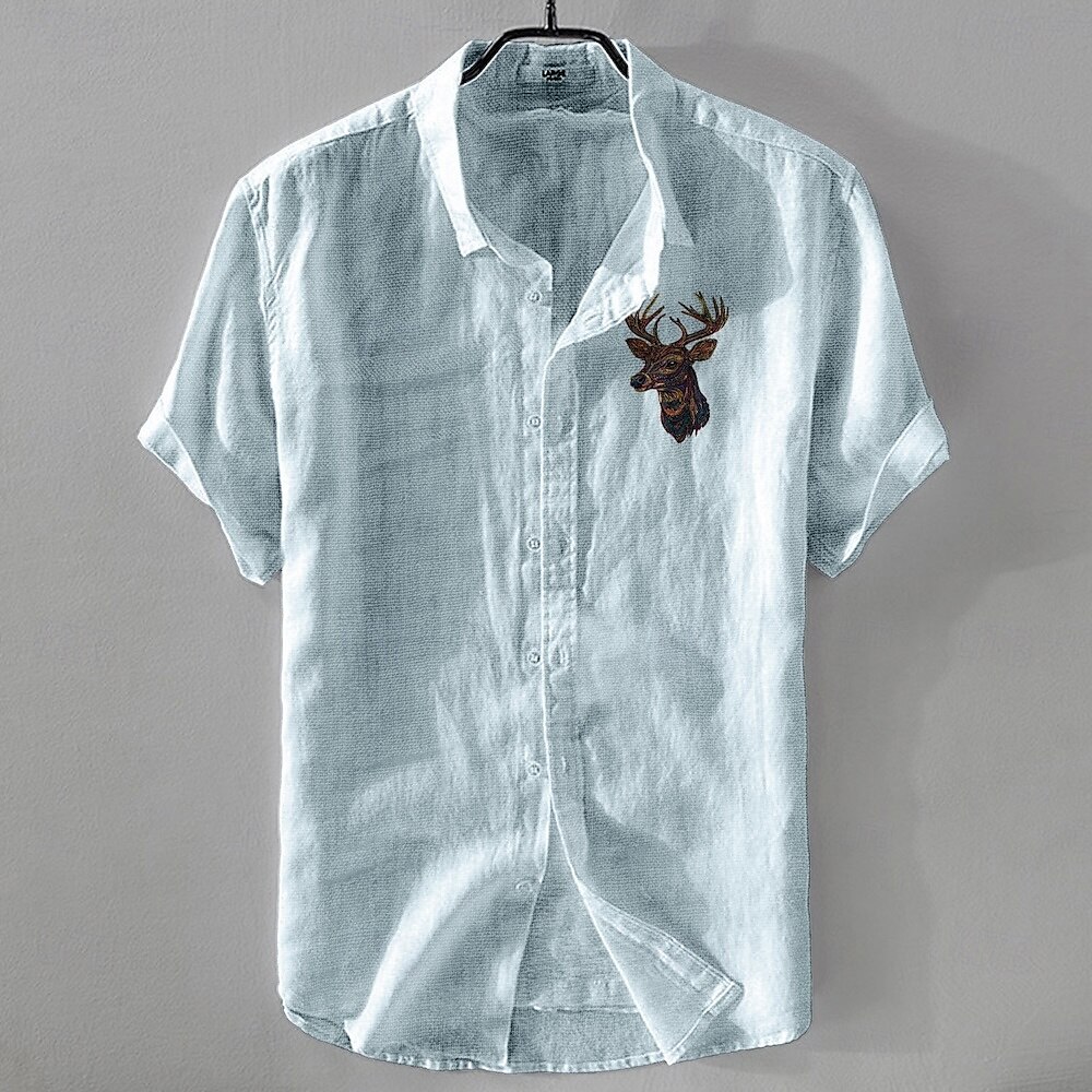 Per uomo Camicia di lino Camicia casual Camicia in cotone e lino Camicia con Bottoni Con Motivo Animale Vacanza Abbigliamento quotidiano Bianco Blu marino scuro Azzurro cielo Cachi Manica Corta Bavero del 2025 a $20.99 –P7
