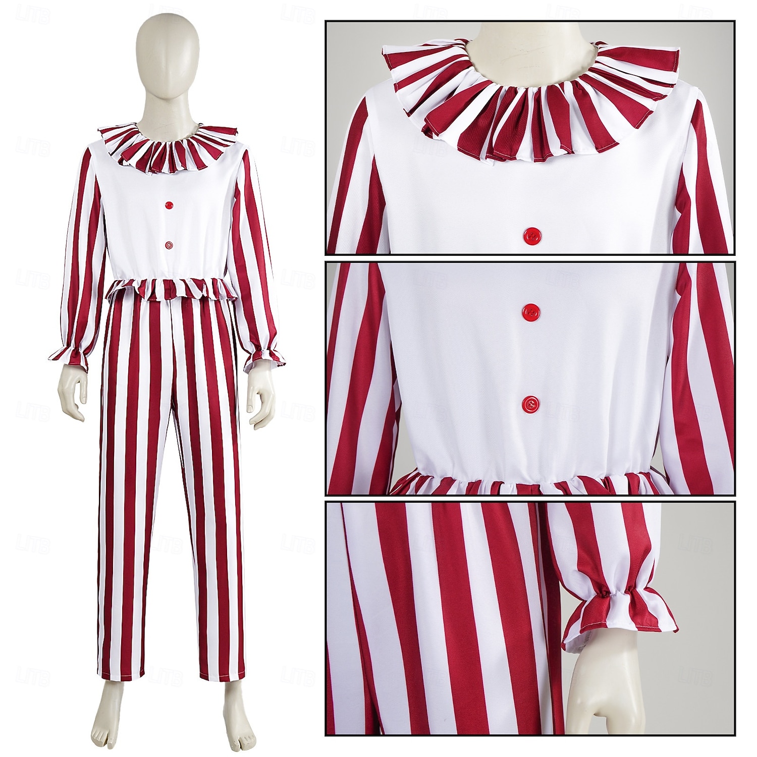 Joker Clown Halloween Kostüm Overall Clown im Kornfeld Horror Gruseliges Kostüm Erwachsene Herren Damen Halloween Karneval Leistung Party Einfache Halloween-Kostüme Verkleiden 2025 - $47.99 –P1