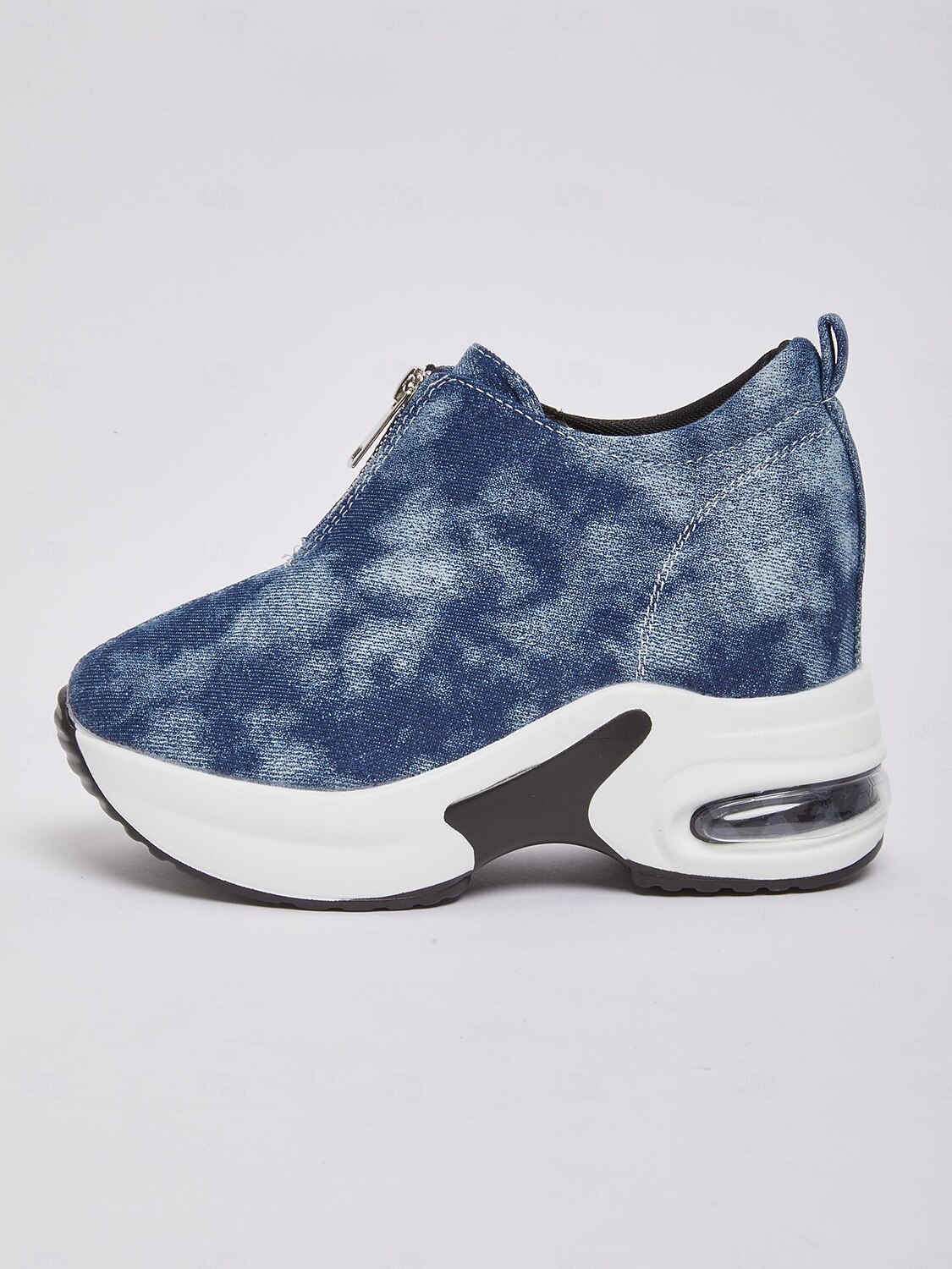 Women's Canvas Platform Sneakers with Air Cushion – Trendy Zip-Up Wedge Walking Shoes for Casual Outfits, Street Style and Travel 2025 - $32.99 –P1