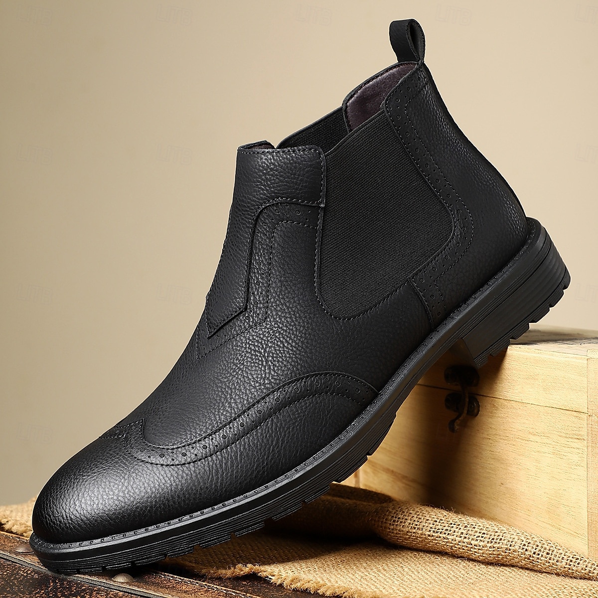 Homme Bottes Bottes Chelsea Marche ancien Occasionnel Britannique Cuir PU Confortable Antidérapant Chaud Bottines Mocassin Noir Marron Kaki Automne Hiver de 2025 ? $54.99 –P1