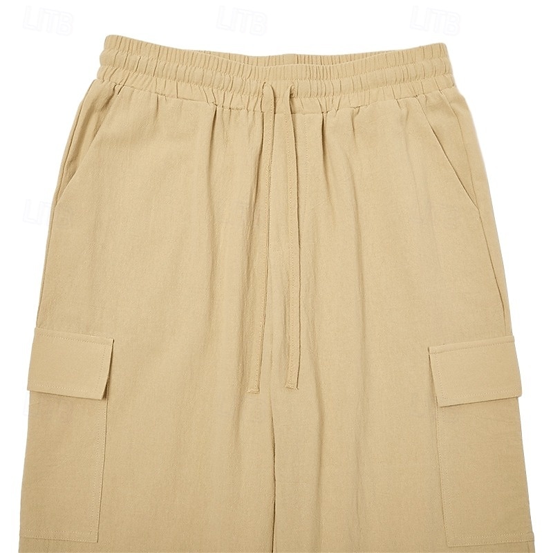 Per uomo Pantaloni di Lino Pantaloni Pantaloni Larghi Coulisse Elastico in vita Gamba Dritta Semplice Comodità Traspirante Lunghezza intera All'aperto Casuale Quotidiano Vacanza Moda Nero Bianco del 2025 a $30.99 –P8