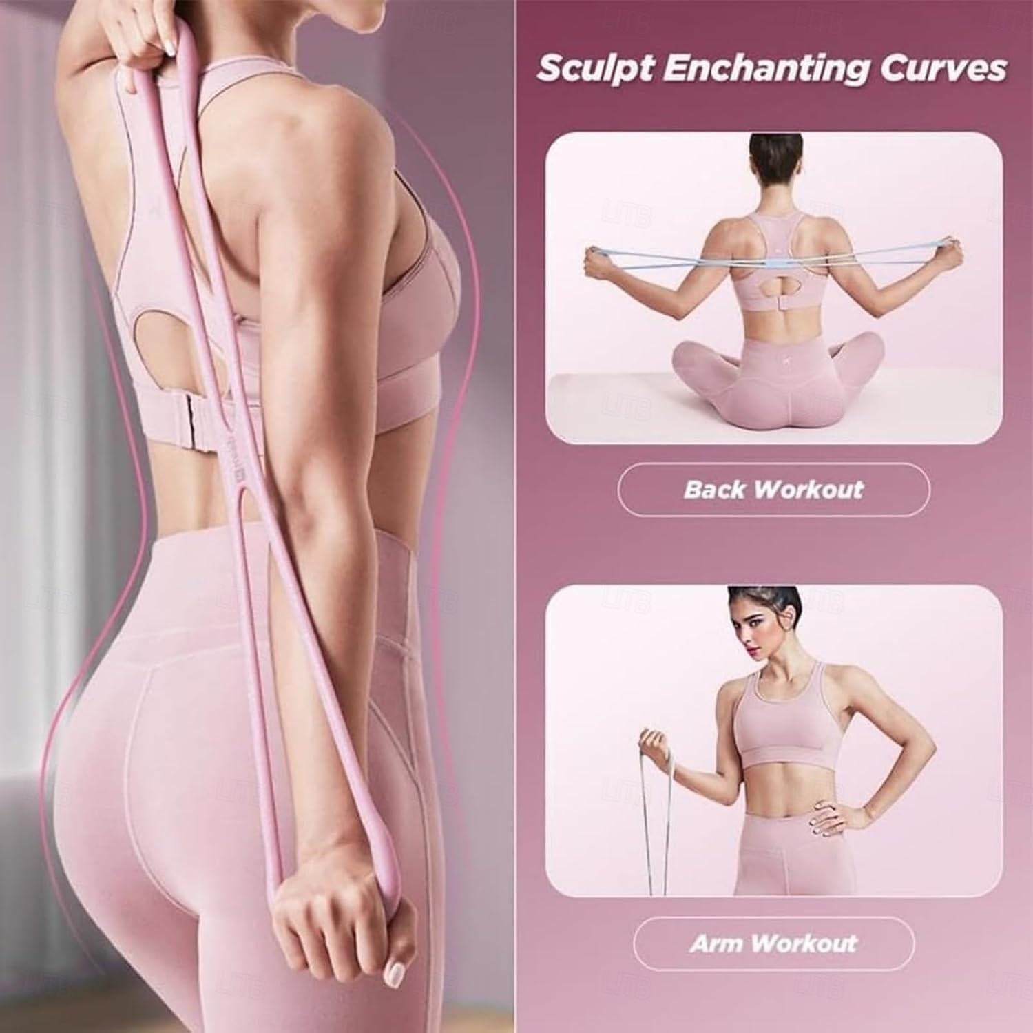 Bande de résistance pour le yoga 25 lb/35 lb, bande de fitness extensible, bandes d'exercice en forme de 8 polyvalentes, aide à la traction en forme de 8 pour la mobilité des épaules &développement du de 2025 ? $13.99 –P5