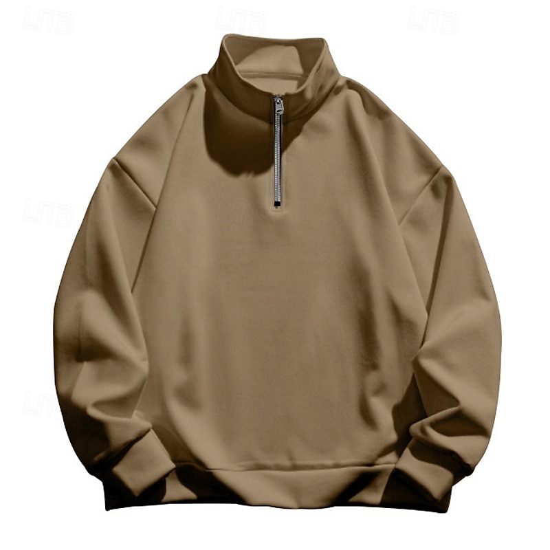 Hombre Sudadera Sudadera de polar Pull-over Sudadera con un cuarto de cremallera Negro Blanco Vino Rojo Caqui Cuello Mao Plano Deporte Casual Diario Ropa de calle De Deporte Primavera Otoño Ropa 2025 - $17.99 –P11