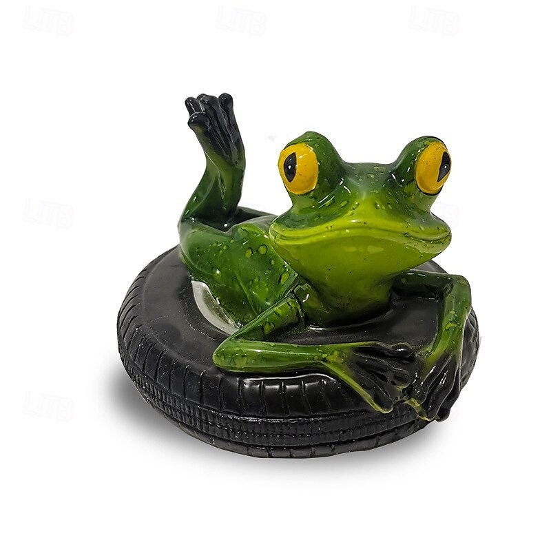 Figurine de grenouille et de tortue en résine dans un canoë, ornement flottant, figurine d'animal flottant réaliste avec des yeux jaunes, cadeaux idéaux pour le jardin, la piscine ou la rivière de 2025 ? $20.99 –P18