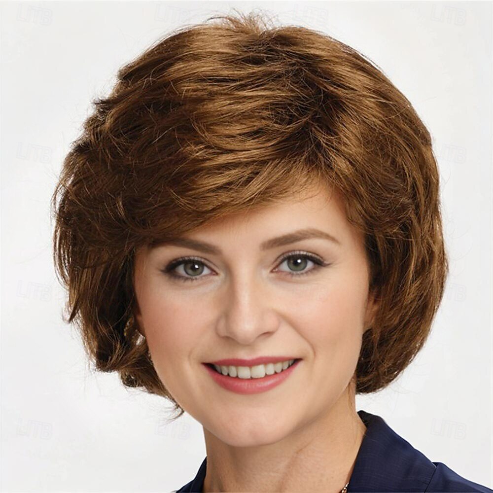 Synthetic Wig Curly With Bangs Machine Made Wig Short A1 A2 A3 A4 Synthetic Hair Women's Soft Fashion Easy to Carry Blonde Brown Silver 2025 - $19.99 –P4