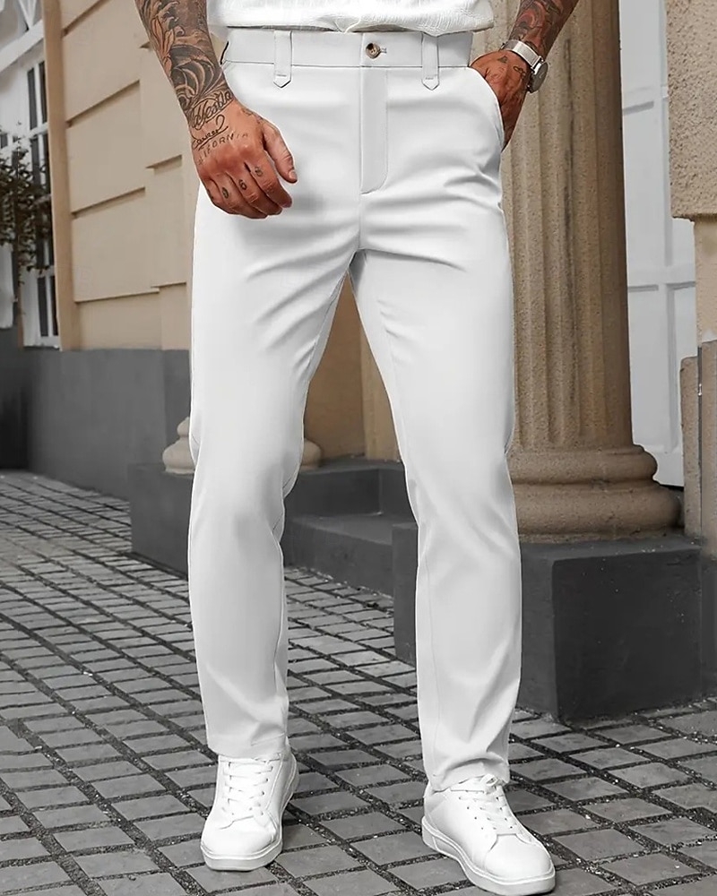 Hombre pantalones de traje Pantalones Chinos Bolsillo Botones Plano Comodidad Formal Fiesta Trabajo Moda Estilo clásico Negro Blanco Microelástico 2025 - $22.99 –P6