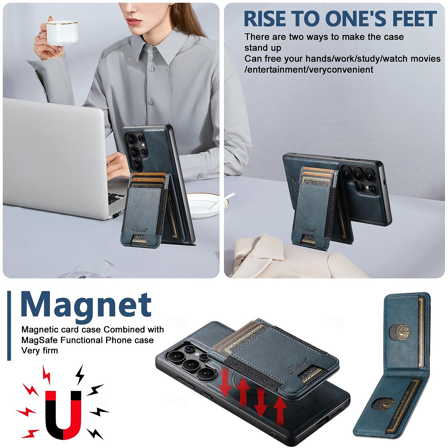 Phone Case For Samsung Galaxy S25 Plus S25 Ultra S24 Ultra S24 Plus S24 S23 S23 Ultra S23 Plus Back Cover Magnetic Support Wireless Charging Kickstand Retro TPU PU Leather 2025 - $28.99 –P5