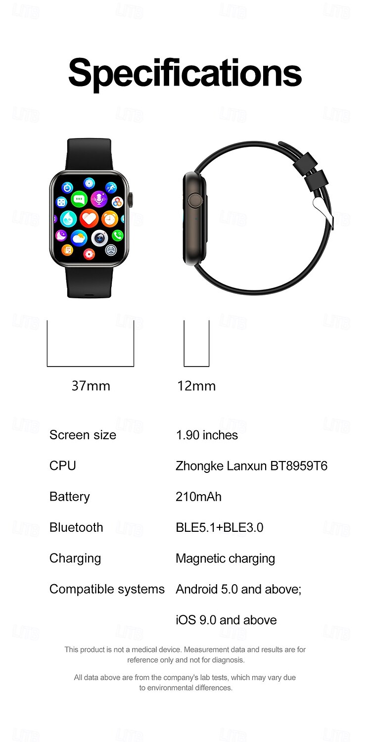 2025年 iMosi HW92 スマートウォッチ 1.9 インチ スマート·ウォッチ ブルートゥース 歩数計 着信通知 睡眠サイクル計測器 と互換性があります Android iOS 女性 男性 ハンドフリーコール 防水 メディアコントロール IP 67 37mmウォッチケース コレクション – $31.99 –P16
