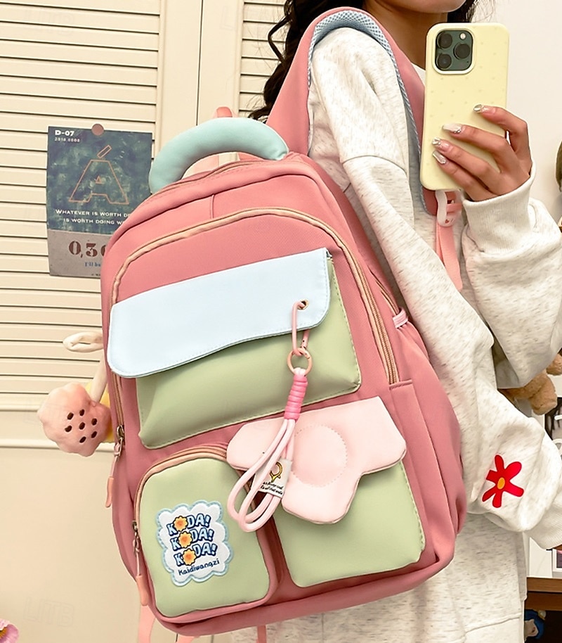 2025年 かわいい十代の女の子用スクールバックパック、装飾チャーム付き - 新学期や普段使いに最適な軽量パステルカラーのブックバッグ  コレクション – $26.99 –P5