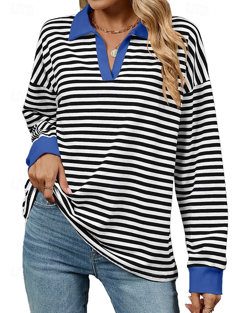 Mujer Sudadera tipo jersey Tops casuales Manga Larga Camiseta Ropa Deportiva Escote en Pico Protección Solar Resistente al Viento Al Aire Libre Ropa de deporte Ropa de Deporte Rayas Rosa oscuro Negro 2025 - $23.99 –P4