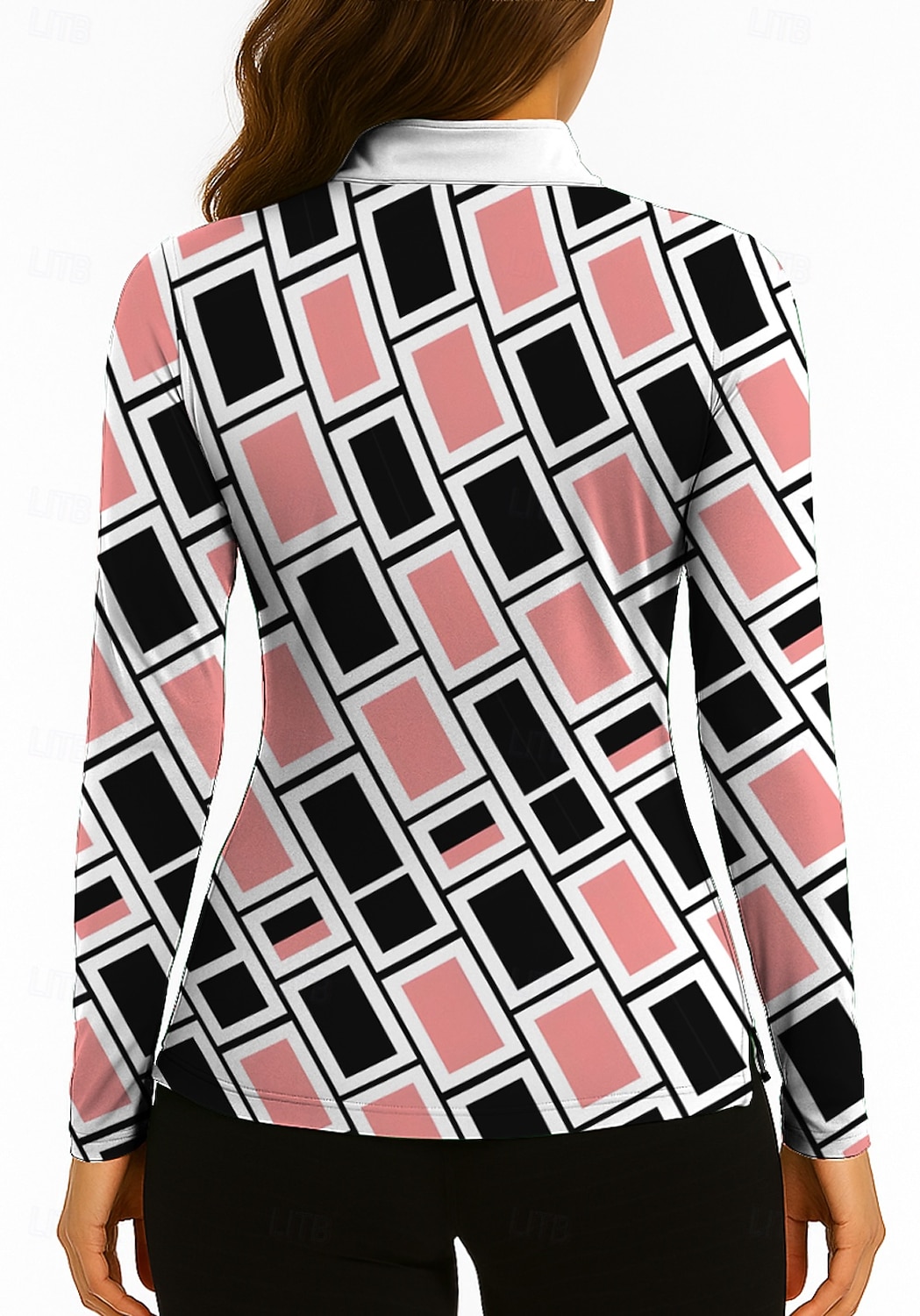 Per donna Geometrico Maglia Polo da golf Maglia da tennis Manica Lunga Stampato Zip a un quarto Pullover Protezione UV Elastico Traspirante Pallavolo Tennis Golf Collo alla coreana Collo con zip del 2026 a $25.99 –P2