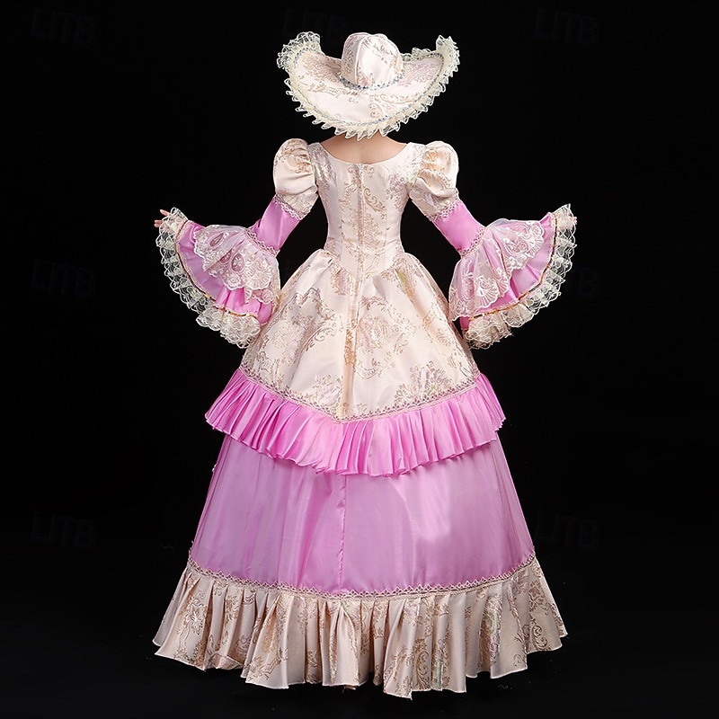 ancien Rococo Renaissance Maxi Robe Normal Juliette Princesse Mariée Plissé Volanté Princesse Col rond Déguisement Femmes Halloween Carnaval Mascarade Soirée Halloween Performance Adultes de 2026 ? $263.59 –P16