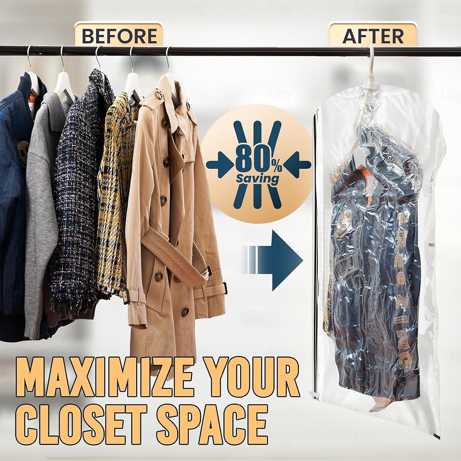 Κρεμαστές σακούλες στεγανοποίησης κενού αέρος taili, τσάντα εξοικονόμησης χώρου για ρούχα, κοστούμια και σακάκια, οργανωτές ντουλαπιών, ταξίδια, χειροκίνητες ή ηλεκτρικές (χωρίς αντλία αέρα) 2025 - $41.19 –P7