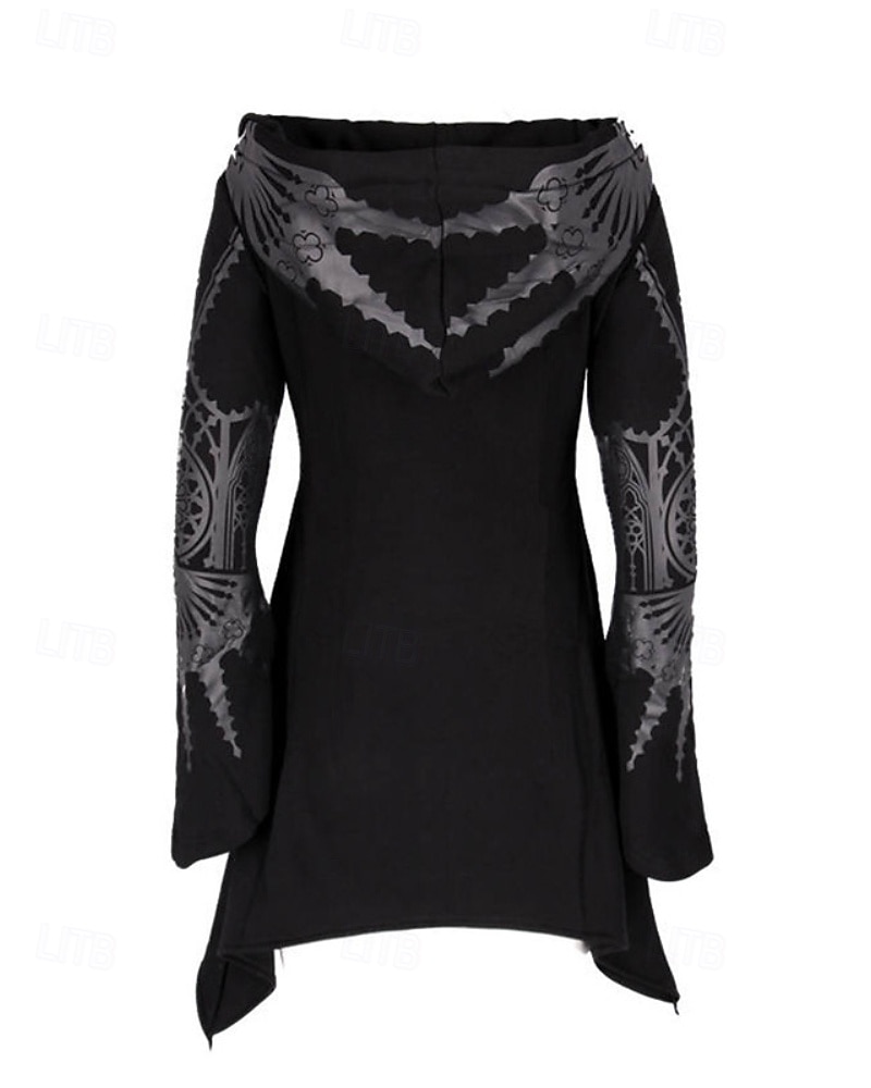 Per donna Giacca con Cappuccio Caldo Confortevole Cerniera Orlo irregolare Moda Fiore Streetwear Uscire Cerniera Lungo Con Cappuccio Vestibilità regolare Manica Lunga Capispalla Nero Autunno Inverno del 2025 a $25.99 –P7