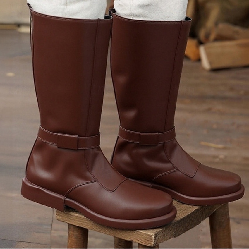 Mittelalterlich Renaissance Schuhe Stiefel Kniehohe Stiefel Pirat Wikinger Kreuzritter Kostüm Herren Unisex Keltisch Seeräuber Halloween Maskerade Party & Abend LARP Renaissance-Messe Erwachsene 2026 - $75.99 –P1