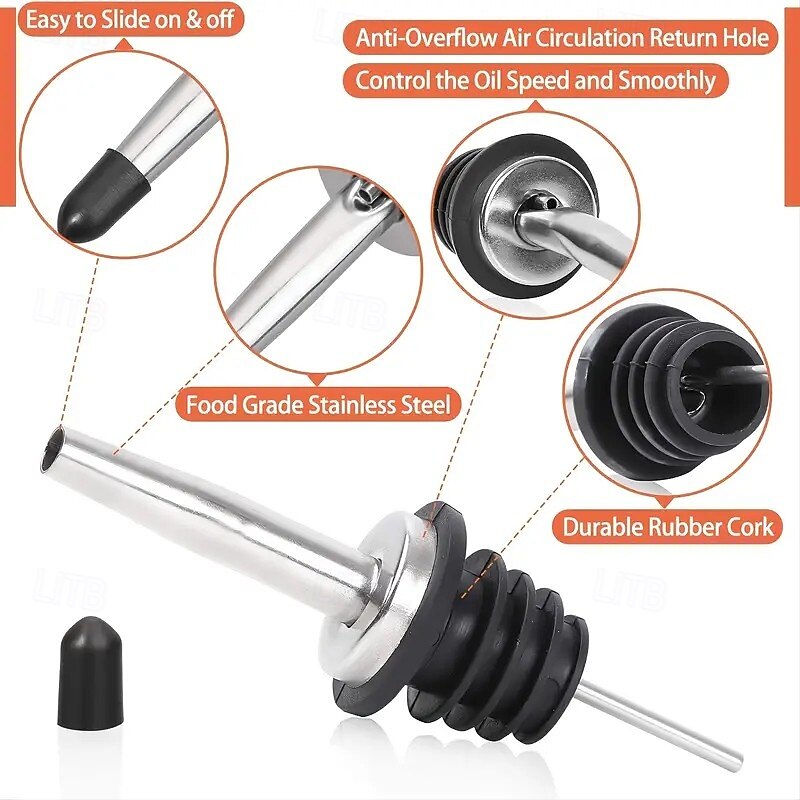 Набор из 12 многоразовых насадок для розлива винных бутылок из нержавеющей стали, обеспечивающих легкое и плавное наливание, идеально подходит для вина, виски, оливкового масла и использования в 2025 - $16.99 –P1