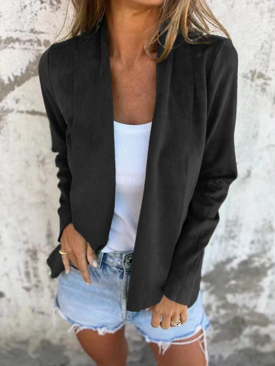 Femmes Manteau Confortable Respirant Oversize Mode Quotidien Uni Extérieur Occasionnel Quotidien Ouvert devant Régulier Sans Col Coupe régulière manche longue Vêtements d'extérieur Noir Jaune Marron de 2025 ? $26.99 –P4