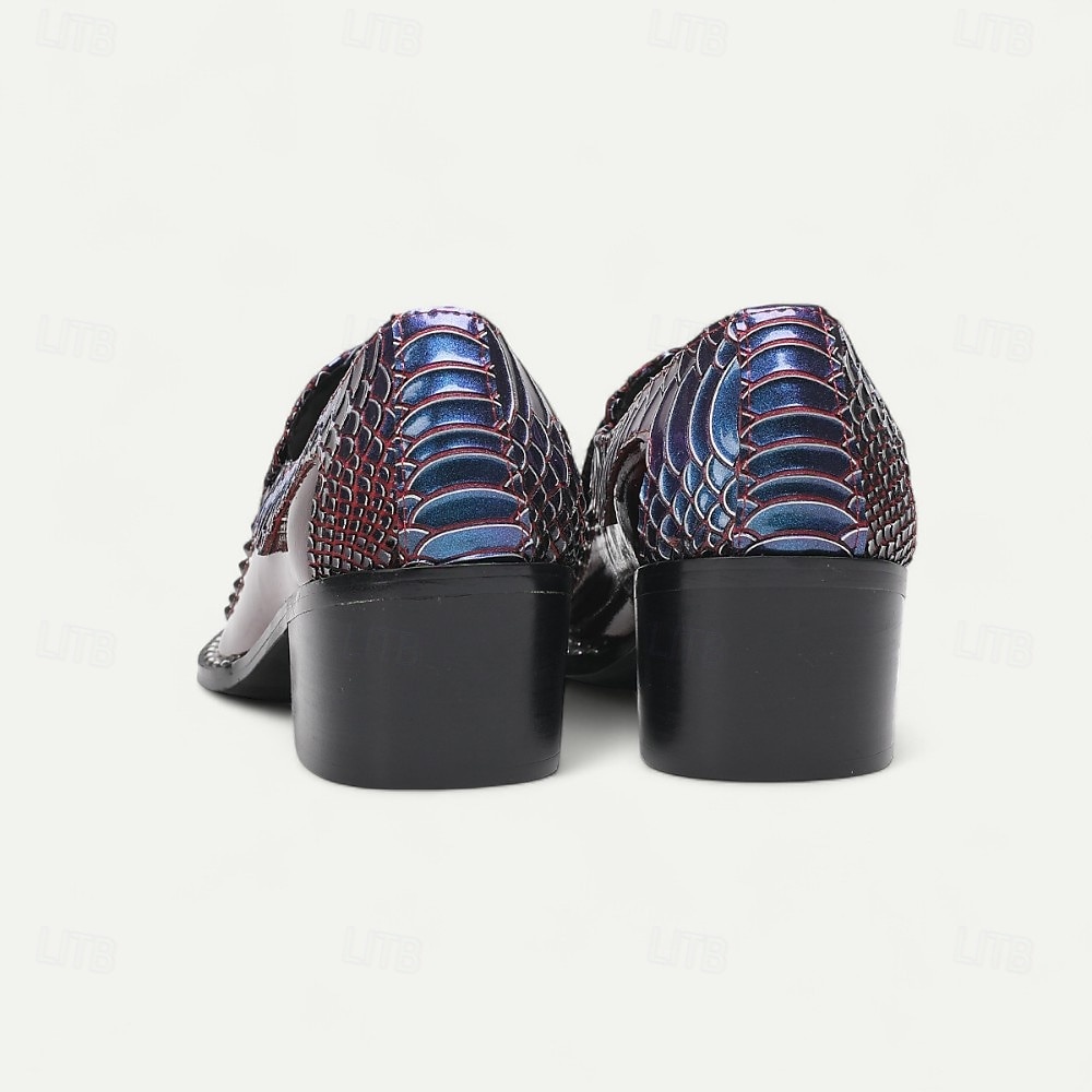 Mocassini in pelle di lusso bordeaux e blu con texture coccodrillo per uomo - Scarpe da cerimonia per uomini alla moda in eventi formali e serate fuori del 2025 a €98.87 –P5