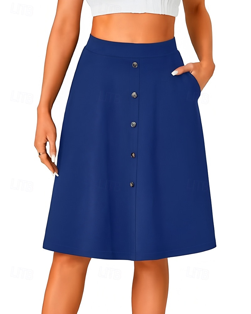 Femmes Jupe Occasionnel Au-dessus du genou Taille Basse Jupes Uni Avec Poches Micro-Élastique Vacances Rue Noir Rouge Bleu Marron Automne Polyester de 2025 ? $20.99 –P16