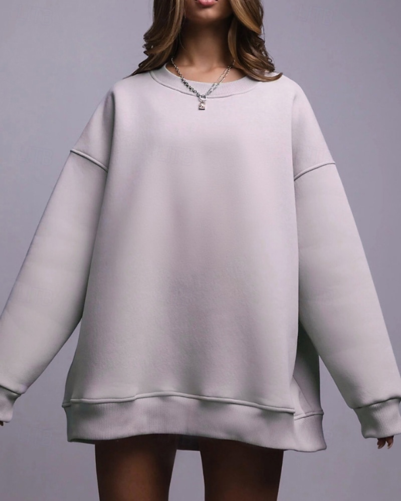 Dámské Svetrová mikina Mikiny Bez vzoru Šik ven Na běžné nošení Dlouhý rukáv Tričkový Běžné topy ulice Dovolená Jdeme ven Bílá Světlá růžová Světle šedá Podzim Zima 2026 - $51.99 –P16