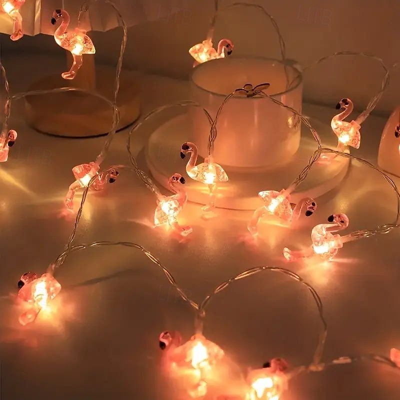 Luci a stringa estive per spiaggia tropicale Hawaii, 3 m, 20 LED, cactus, fenicotteri, bromeliacee, palme, a batteria, per decorazioni per feste in spiaggia, piscina tropicale del 2025 a $12.99 –P8