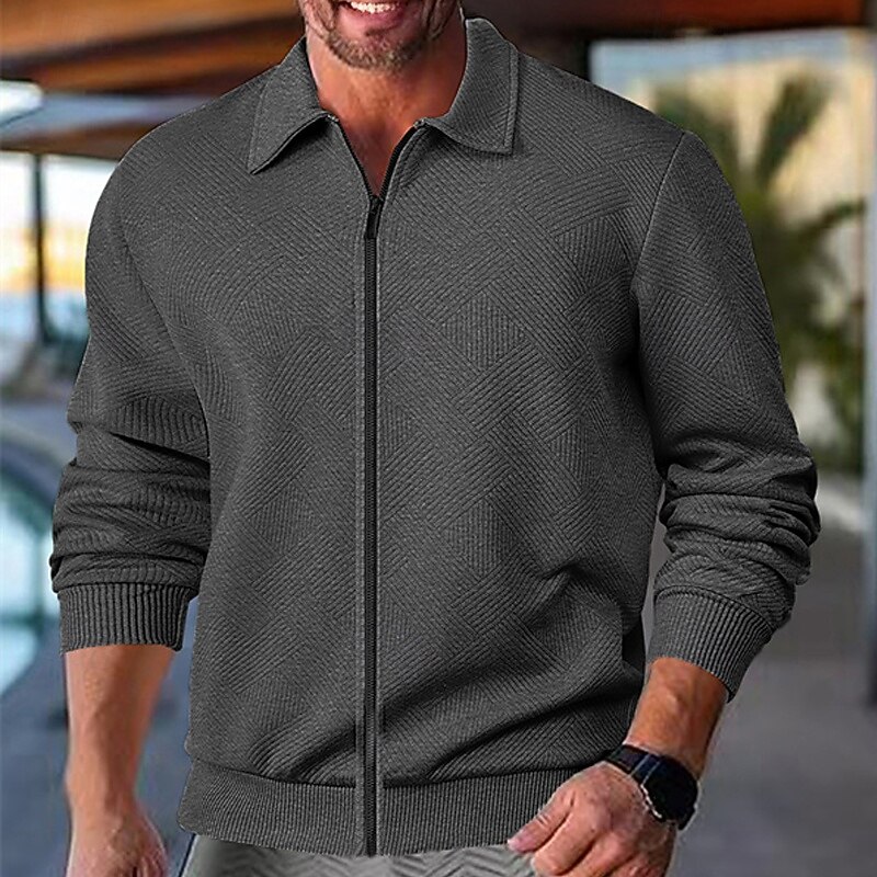 Herre Lett jakke Uformell jakke Feriereise Daglig Pustende Lomme Jacquard Vår Høst عادي Mote Klassisk Knaphul Normal Svart Hvit Navyblå Kakifarget Lysegrå Jakker 2026 - $37.99 –P10