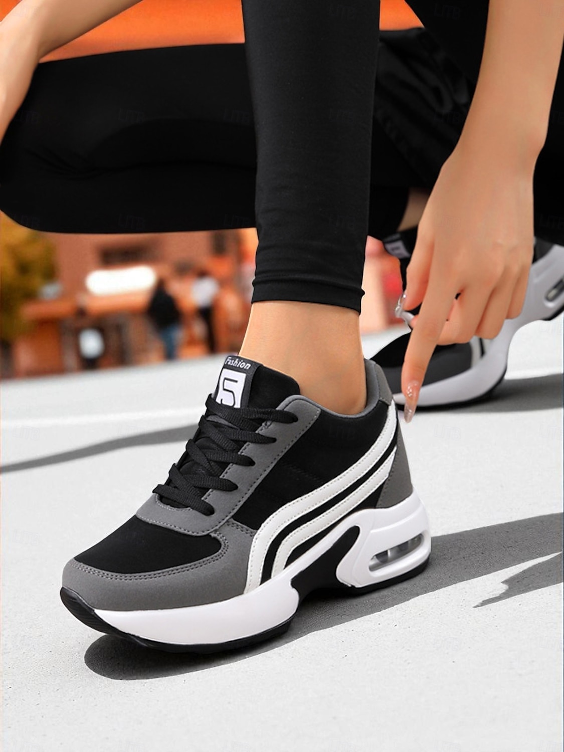 Schwarze und graue klobige Laufsneaker für Damen – atmungsaktive Mesh-Schnürschuhe, lässige, sportliche Wanderschuhe fürs Fitnessstudio, Reisen und den Alltag 2025 - $42.99 –P4