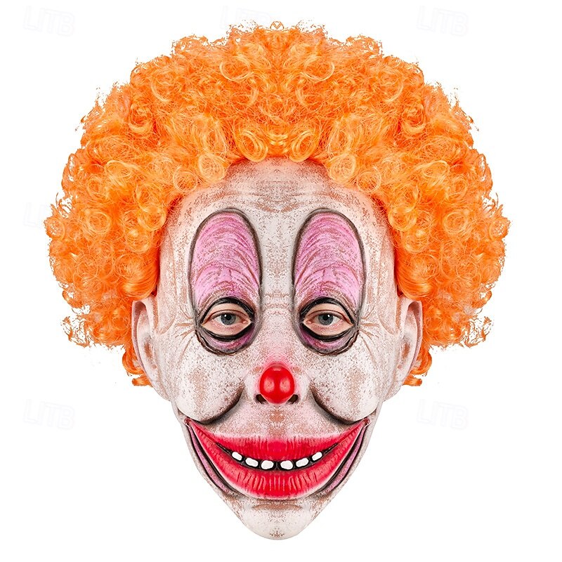 Maschera di Halloween, cuffia in lattice, cuffia da clown, maschera sorridente, faccia da fantasma, performance, bar, palla, cosplay, accessorio del 2025 a $26.99 –P10