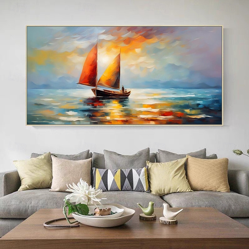 Mintura handgemaakte abstracte bost olieverfschilderijen op canvas wanddecoratie moderne scheepslandschap foto voor huisdecoratie opgerolde lijstloze ongespannen schilderij 2026 - $77.99 –P3