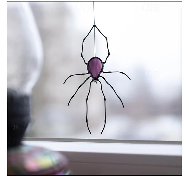 stora spindelfönsterhängande ornament, imitation av målat glas spindelpaneler solfångare, gotiska hängande akryl spindel halloween dekorationer för inomhus utomhus 2025 - $21.99 –P8